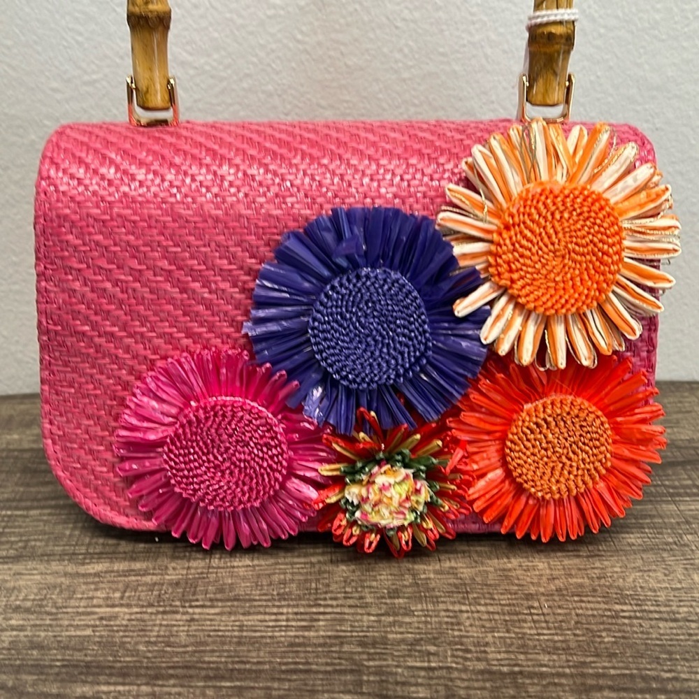 Haute Hippie | Pink Mini Bag w/ Bamboo Handle & Crossbody Chain - Picture 3 of 15